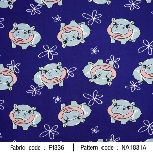 ลายพิมพ์ ฮิปโปน้อยสลับดอกไม้