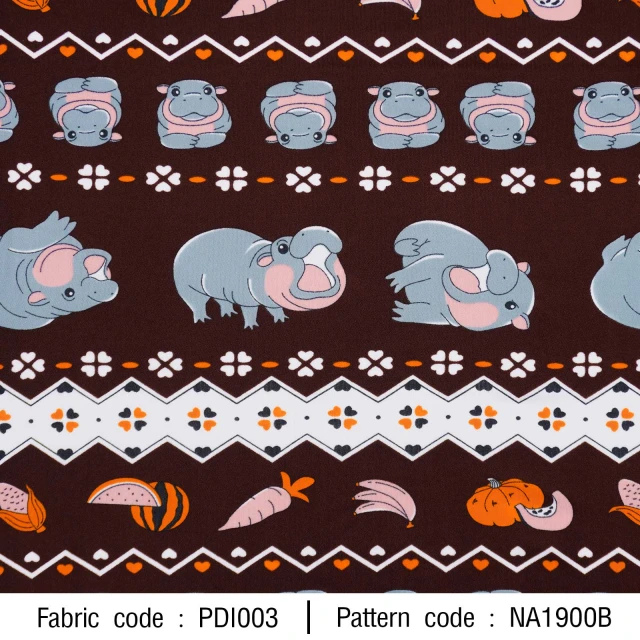 ลายพิมพ์ ฮิปโปน้อยสลับผัก