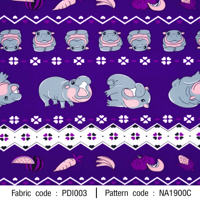 ลายพิมพ์ ฮิปโปน้อยสลับผัก