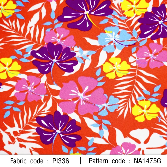 ลายพิมพ์ ดอกชบาสดใส