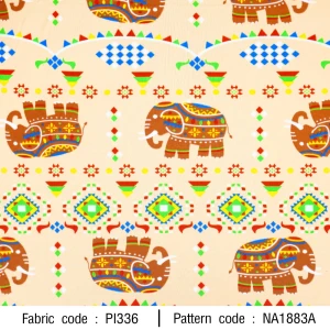 ผ้าพิมพ์ ช้างชนเผ่าหลากสี